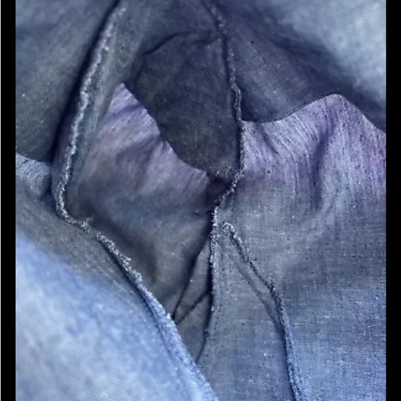 ✨GUNNE SAX Vtg 80’s Chambray Blue White Lace Bib Trim Puff Sleeve Prairie Dress - Picture 8 of 15